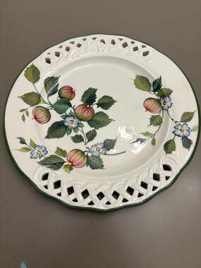 Brunelli Plate Gooseberry Fruit Lattice Edge Made In Italy
